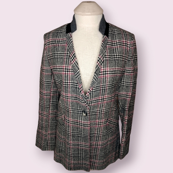 Helene Berman Jackets & Blazers - Helene London Women's Plaid Herringbone Tweed Wool Blazer